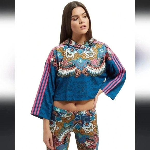 Adidas X Farm Borbomix Trefoil Crop Top Sweatshirt S - Picture 2 of 5